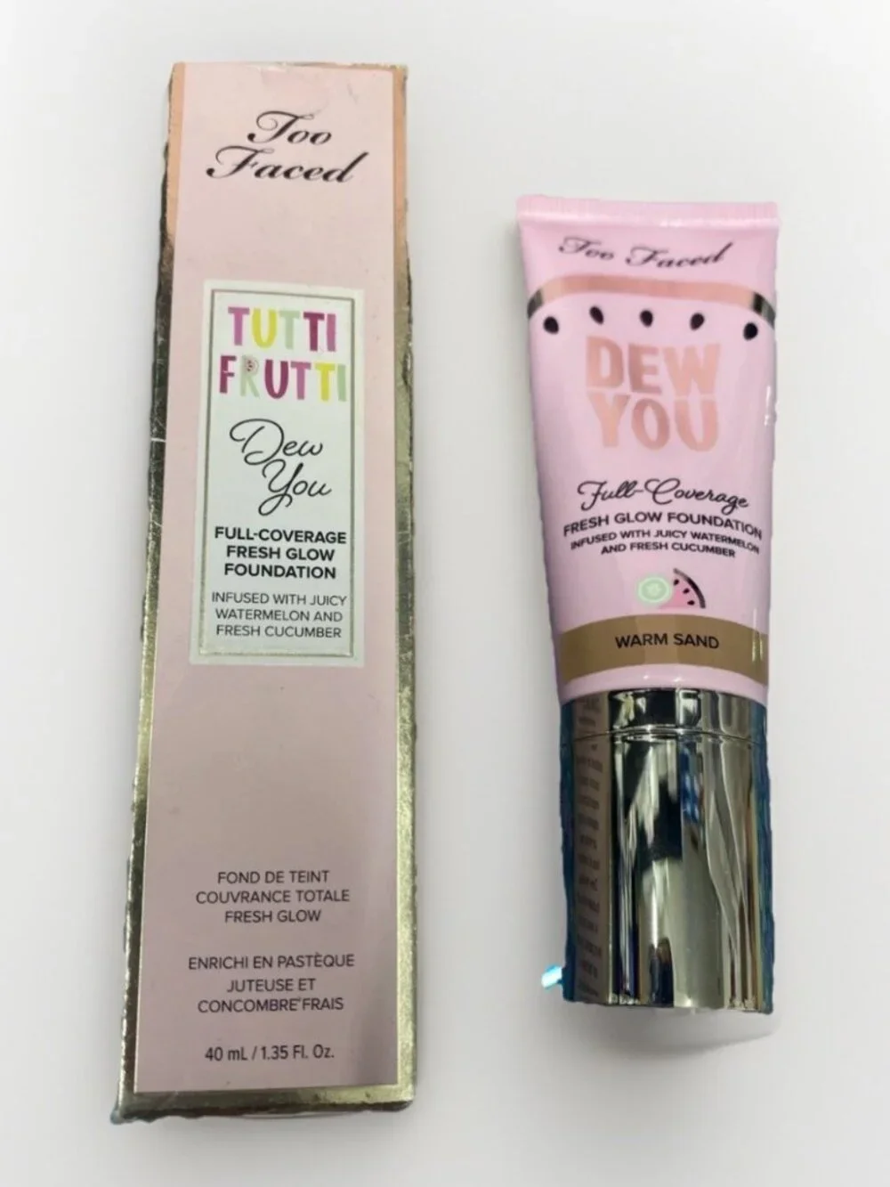 TOO FACED Tutti Frutti Dew You Fresh Glow Foundation WARM SAND 1.35 fl oz